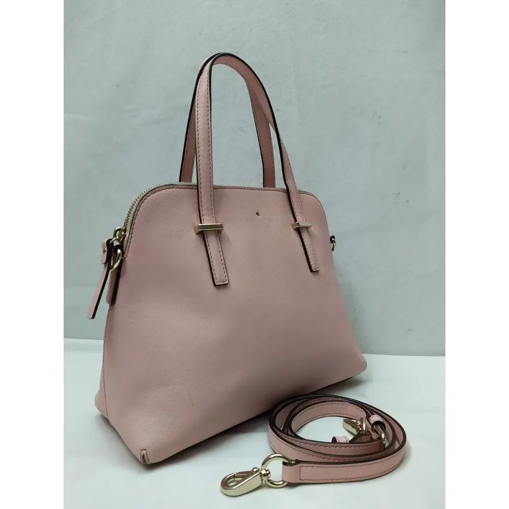 Kate Spade New York Pink Crossgrain Leather Domed Double Handles Satchel Bag